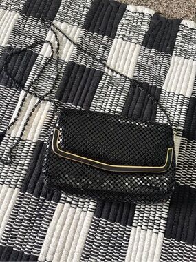 Y&S Handbags Black Sequin Crossbody with Gold Trim